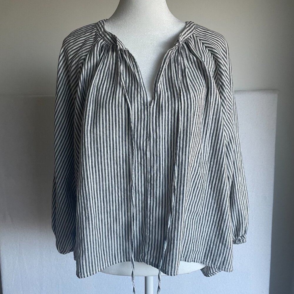 Linen Blouse with Tie and High-Low Hem Line, A New Day, Size XL, NWOT Lagenlook - Picture 2 of 6